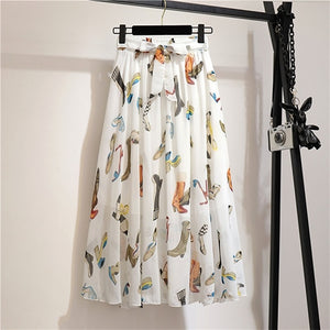 Surmiitro Long Skirt Women For 2020 Spring Summer Ladies Korean White Black Chiffon Sun School High Waist Midi Skirt Female