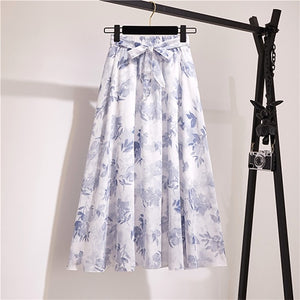 Surmiitro Long Skirt Women For 2020 Spring Summer Ladies Korean White Black Chiffon Sun School High Waist Midi Skirt Female