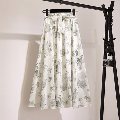 Surmiitro Long Skirt Women For 2020 Spring Summer Ladies Korean White Black Chiffon Sun School High Waist Midi Skirt Female