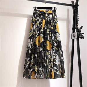 Surmiitro Long Skirt Women For 2020 Spring Summer Ladies Korean White Black Chiffon Sun School High Waist Midi Skirt Female