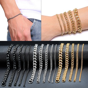 Vnox Mens Simple 3-11mm Stainless Steel Curb Cuban Link Chain Bracelets for Women Unisex Wrist Jewelry Gifts