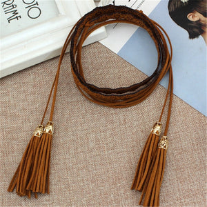 New Ladies Belts Fashion National Style Hollow Tassel Tie Strap Waist Chain Women's Waistband Dress Accessories