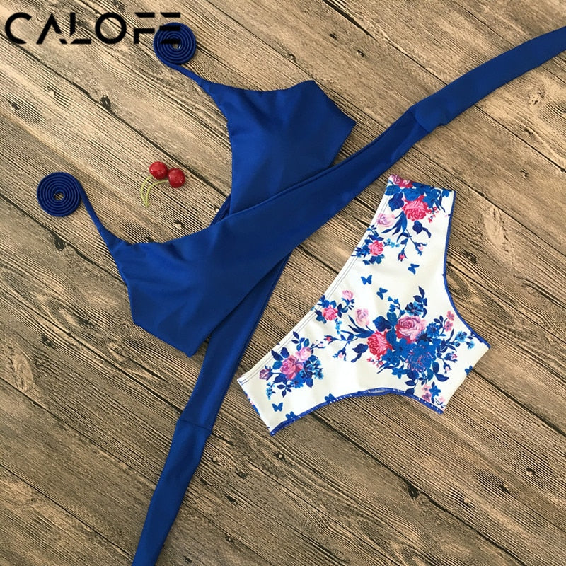 Vertvie Halter Swimwear Bikini 2020 Thong Bikini Blue Set Women Bikini Brazilian Swimwear female Biquinis Push Up Swimsuit