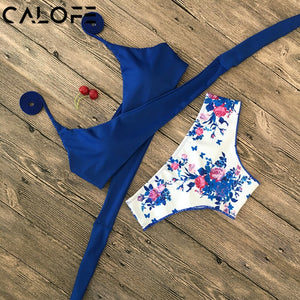 Vertvie Halter Swimwear Bikini 2020 Thong Bikini Blue Set Women Bikini Brazilian Swimwear female Biquinis Push Up Swimsuit