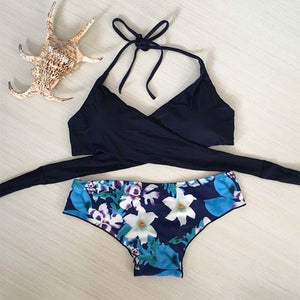 Vertvie Halter Swimwear Bikini 2020 Thong Bikini Blue Set Women Bikini Brazilian Swimwear female Biquinis Push Up Swimsuit