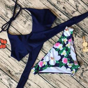 Vertvie Halter Swimwear Bikini 2020 Thong Bikini Blue Set Women Bikini Brazilian Swimwear female Biquinis Push Up Swimsuit
