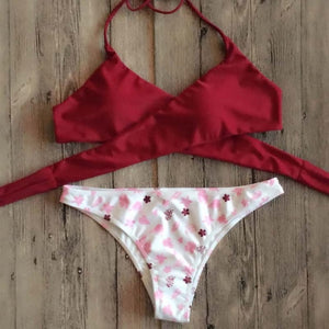 Vertvie Halter Swimwear Bikini 2020 Thong Bikini Blue Set Women Bikini Brazilian Swimwear female Biquinis Push Up Swimsuit