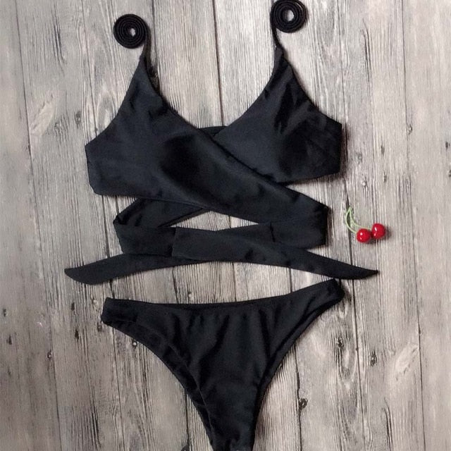Vertvie Halter Swimwear Bikini 2020 Thong Bikini Blue Set Women Bikini Brazilian Swimwear female Biquinis Push Up Swimsuit