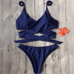 Vertvie Halter Swimwear Bikini 2020 Thong Bikini Blue Set Women Bikini Brazilian Swimwear female Biquinis Push Up Swimsuit