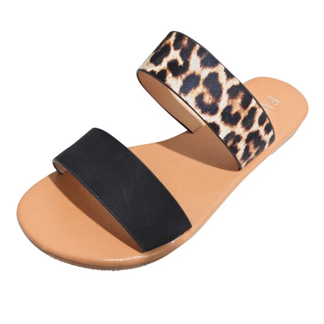 Women Slipper Leopard Stylish Female Shoes Casual Vintage Roman Platform Flat Slippers Sandals Shoes Sapatos Novos Senhoras