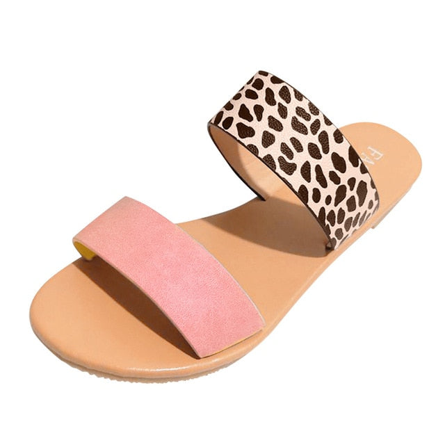 Women Slipper Leopard Stylish Female Shoes Casual Vintage Roman Platform Flat Slippers Sandals Shoes Sapatos Novos Senhoras