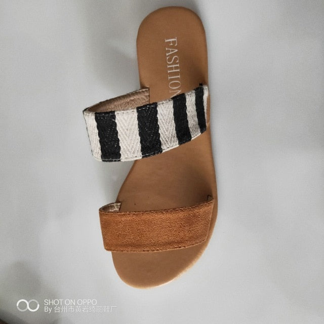 Women Slipper Leopard Stylish Female Shoes Casual Vintage Roman Platform Flat Slippers Sandals Shoes Sapatos Novos Senhoras