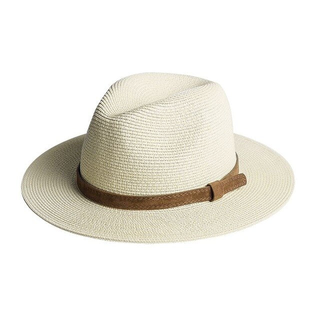 FURTALK Summer Hat for Women Men Panama Straw Hats Travel  Beach Sun Hat Wide Brim Fedora Jazz Hat
