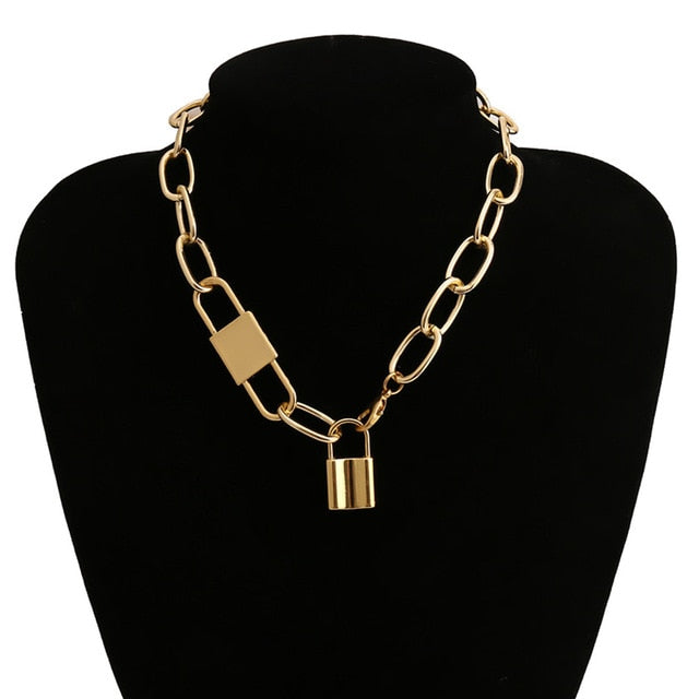 Ingemark Multi Layer Lover Lock Pendant Choker Necklace Steampunk Padlock Heart Chain Necklace Collier Best Couple Jewelry Gift