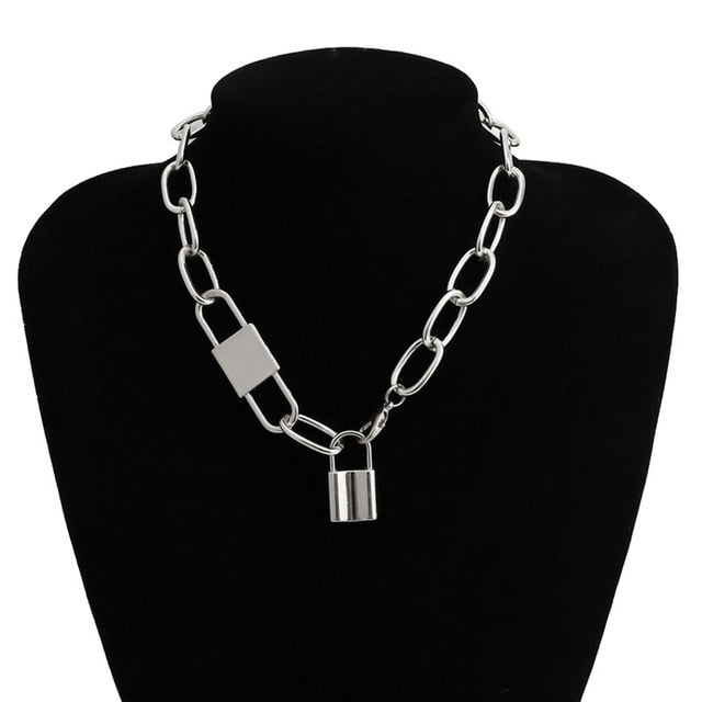 Ingemark Multi Layer Lover Lock Pendant Choker Necklace Steampunk Padlock Heart Chain Necklace Collier Best Couple Jewelry Gift