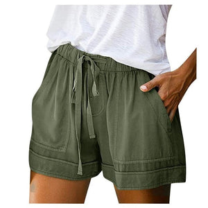 2020 Women shorts Comfy Drawstring Splice Casual Elastic Waist Pocketed Loose short feminino шорты женские pantalon corto mujer