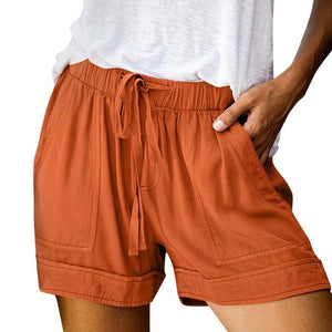 2020 Women shorts Comfy Drawstring Splice Casual Elastic Waist Pocketed Loose short feminino шорты женские pantalon corto mujer