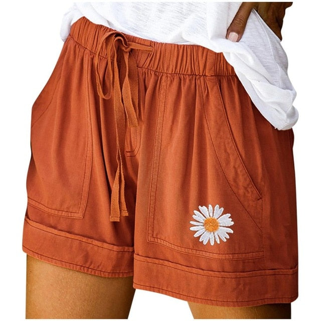 2020 Women shorts Comfy Drawstring Splice Casual Elastic Waist Pocketed Loose short feminino шорты женские pantalon corto mujer