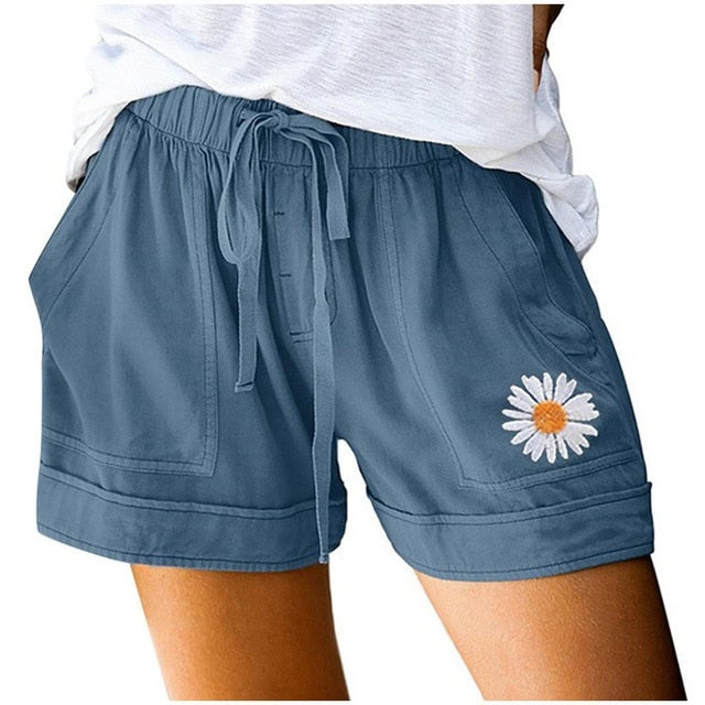 2020 Women shorts Comfy Drawstring Splice Casual Elastic Waist Pocketed Loose short feminino шорты женские pantalon corto mujer