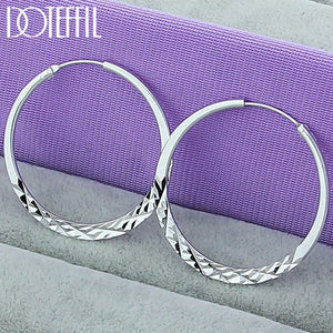 DOTEFFIL 925 Sterling Silver Hoop Earrings For Women Round Earrings Senior Woman Jewelry Earrings Engagement Christmas Gift