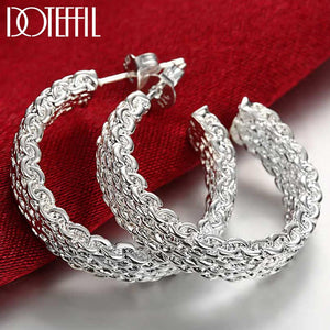 DOTEFFIL Fashion 925 Sterling Silver Earring For Women Round Stud Earring Christmas Gift Party Wedding Jewelry Free Shipping