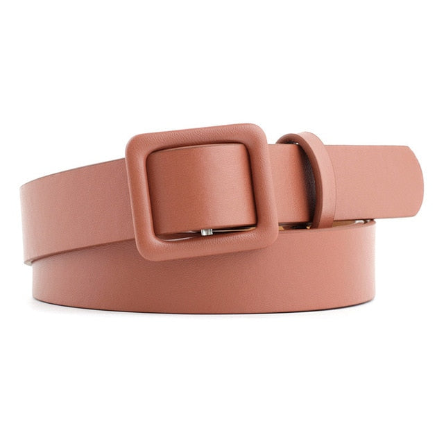 2020 New Designer Women's Cute Black Red White Brown Wide Leather Waist Belt Female Decorative Strap Belts for Women Dresses