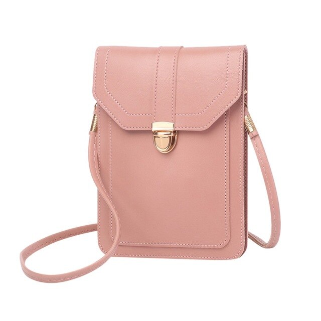 Transparent Women Messenger bag Mobile Phone Wallet  Shoulder Strap Handbag Clear Touch Screen Leather Bag sac a main #YL10