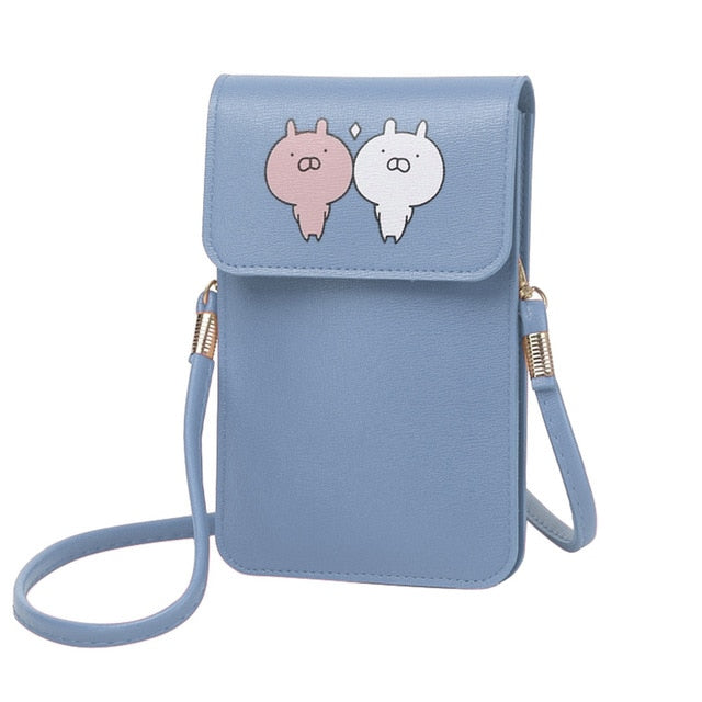 Transparent Women Messenger bag Mobile Phone Wallet  Shoulder Strap Handbag Clear Touch Screen Leather Bag sac a main #YL10