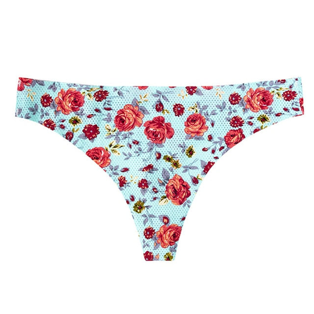 TERMEZY Women Sexy Flowers Lingerie Temptation Low-waist Panties Thong No trace Breathable Underwear Female G String Intimates