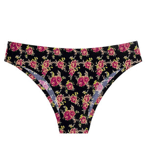 TERMEZY Women Sexy Flowers Lingerie Temptation Low-waist Panties Thong No trace Breathable Underwear Female G String Intimates