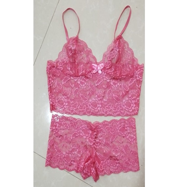 2pcs/Set Hot sale solid high waist sexy Perspective lace Women Open Underwear Sexy Lace Bra Panties Set Plus Size S-5XL Bralette