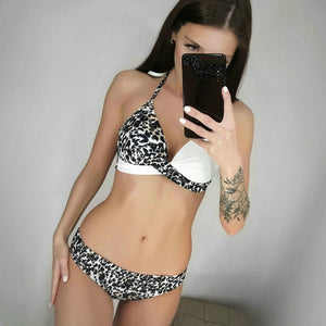 Sexy Push Up Bikinis Set Swimwear Women Swimsuits Bathing Suit Women Halter Leaf Print Beach Wear Bikini 2020