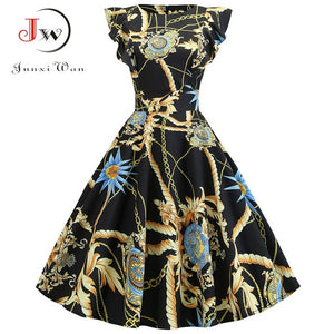 Women Summer Dress Retro 50s 60s Robe Femme Rockabilly Pinup Party Vestidos Plus Size Casual Elegant Floral Office Dress