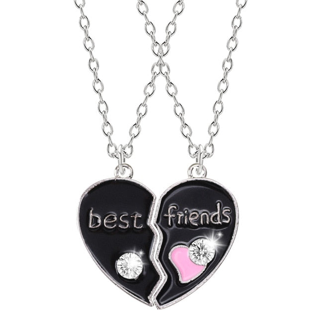 Best Friend Necklace Women Crystal Heart Tai Chi Crown Best Friends Forever Necklaces Pendants Friendship BFF Jewelry Collier