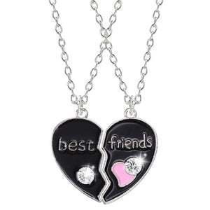 Best Friend Necklace Women Crystal Heart Tai Chi Crown Best Friends Forever Necklaces Pendants Friendship BFF Jewelry Collier