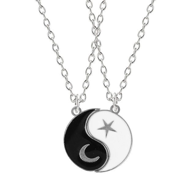 Best Friend Necklace Women Crystal Heart Tai Chi Crown Best Friends Forever Necklaces Pendants Friendship BFF Jewelry Collier