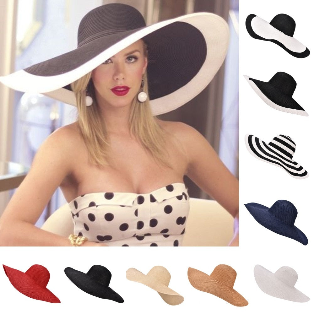 7.1''/18cm Huge Wide Brim Sun Hats Straw Summer Church Wedding Hats for Womens Ladies Floppy Kentucky Derby Party Dressy