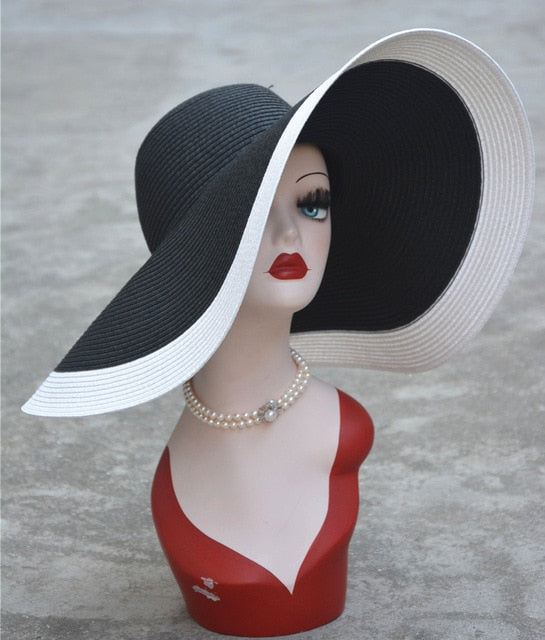 7.1''/18cm Huge Wide Brim Sun Hats Straw Summer Church Wedding Hats for Womens Ladies Floppy Kentucky Derby Party Dressy