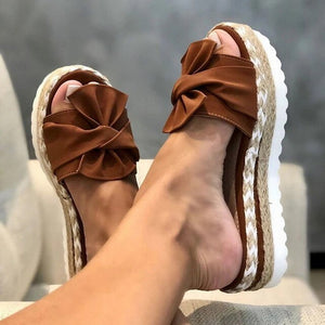 2020 Top-selling Women Sandals Plus Size Butterfly Bow Slippers Summer High Heel Shoes Big Flower Design Slippers