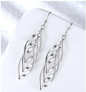 Classic 925 Sterling Silver Drop Earrings for Women Long Tassel Multi-layer Twisted Wave Earrings Oorbellen Brincos pendientes