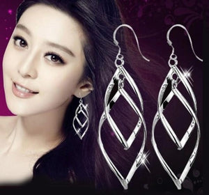 Classic 925 Sterling Silver Drop Earrings for Women Long Tassel Multi-layer Twisted Wave Earrings Oorbellen Brincos pendientes