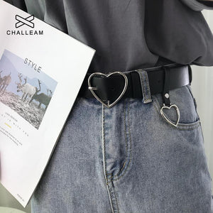 Fashion Women PU Leather Belt Heart Female Cute Black Harajuku Belt Ladies Pants Party Dress Heart Belts For Jeans 149