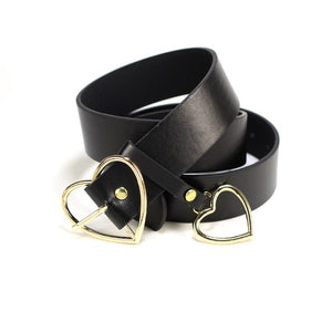 Fashion Women PU Leather Belt Heart Female Cute Black Harajuku Belt Ladies Pants Party Dress Heart Belts For Jeans 149