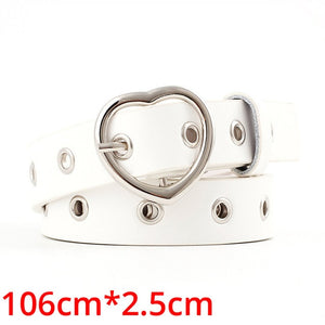 Fashion Women PU Leather Belt Heart Female Cute Black Harajuku Belt Ladies Pants Party Dress Heart Belts For Jeans 149