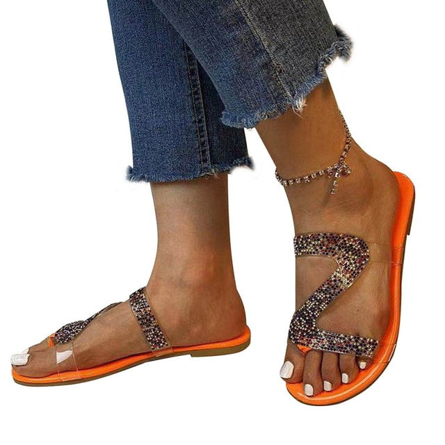 Sandals Women Bright Diamond Casual Outdoor Travel Flip Flop Beach Shoes Women Non-slip Slippers Shoes Woman Dropshipping