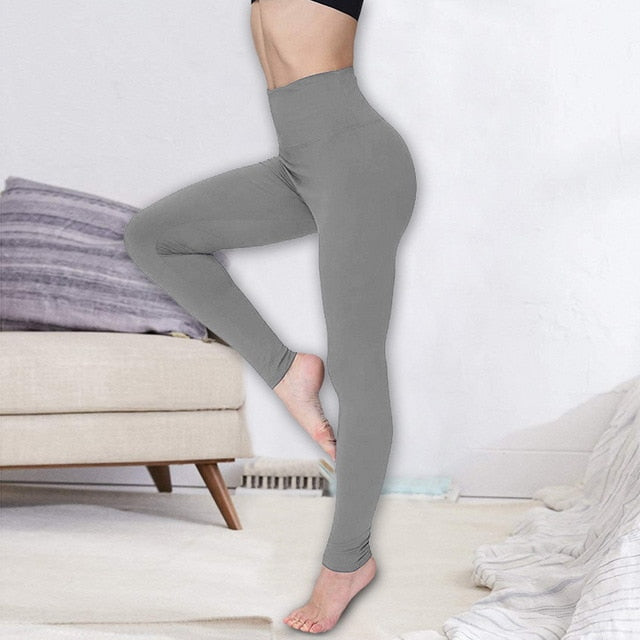 PUIMENTIUA Women Leggings Fitness Seamless Tummy Fitness Pants High Waist Workout Trousers Slim Gym Sportswear Plus Size 3XL
