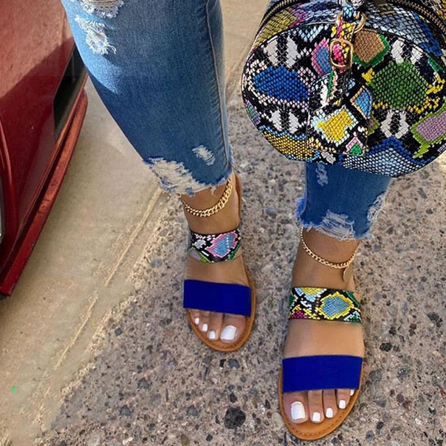Women Slippers Snake Print Shoes Woman Casual Flat Slides Lady Outdoor Beach Flip Flops Comfort Female Shoes Summer Fashion New