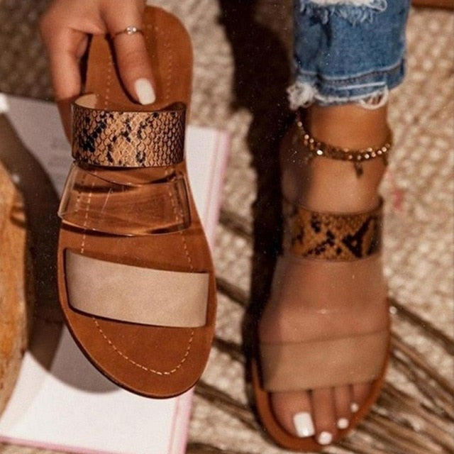 Women Slippers Snake Print Shoes Woman Casual Flat Slides Lady Outdoor Beach Flip Flops Comfort Female Shoes Summer Fashion New