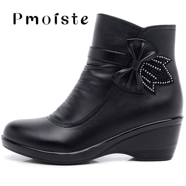 Booties woman 2020 New Butterfly-knot Ankle boots for women shoes Winter boots short plush Fashion zip Female boot big size 41