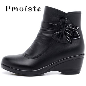 Booties woman 2020 New Butterfly-knot Ankle boots for women shoes Winter boots short plush Fashion zip Female boot big size 41